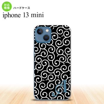 iPhone13mini iPhone13 mini ケース ハードケース 唐草 黒 白 +アルファベット  nk-i13m-1130i