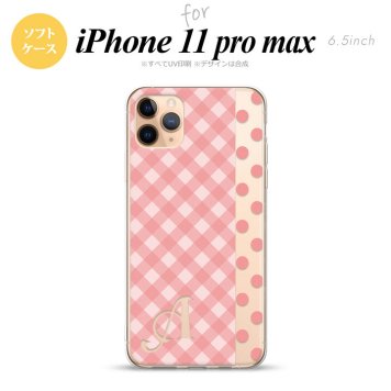 iPhone11ProMax iPhone11pro max スマホケース ソフトケース チェック ドット ピンク +アルファベット メンズ レディース nk-i11pm-tp1521i