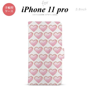 iPhone11Pro iPhone11 Pro 手帳型スマホケース カバー ハート 白  nk-004s-i11p-dr175
