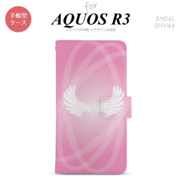 SH-04L/SHV44 AQUOS R3 手帳型スマホケース カバー 翼 光 ピンク  nk-004s-r3-dr464
