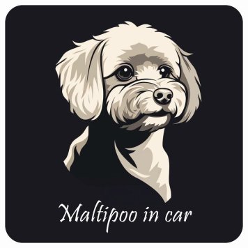 ドッグ カーステッカー イラスト付 Dog in Car マルプー Bタイプ セーフティサイン 犬種別 正方形 13x13cm シール リア あおり運転対策 Dog Sticker 屋外 屋内 防水 かわいい おしゃれ 安全対策 カーサイン