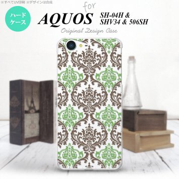 【SH04H】【スマホケース/スマホカバー】【アクオス ゼータ】SH04H スマホケース AQUOS ZETA SH04H カバー アクオス ゼータ ダマスク柄 クリア×茶×緑 nk-sh04h-459【メール便送料無料】