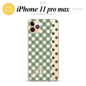 iPhone11ProMax iPhone11pro max スマホケース ソフトケース チェック ドット 白 緑 +アルファベット メンズ レディース nk-i11pm-tp1523i
