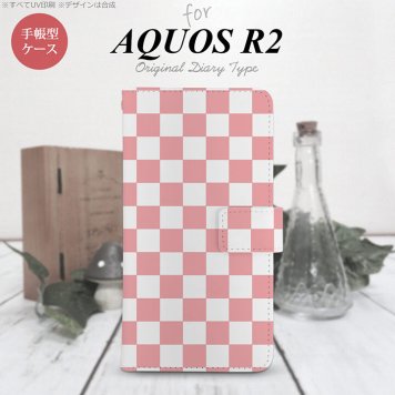 SH-03K/SHV42/706SH AQUOS R2 手帳型スマホケース カバー スクエア 白 ピンク  nk-004s-r2-dr765