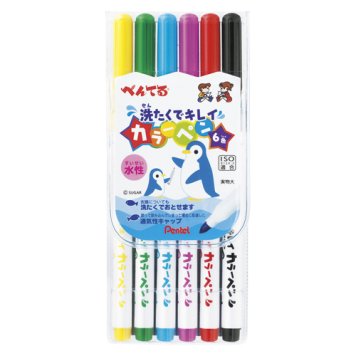 ぺんてる 【メール便での発送商品】洗たくでキレイカラーペン SCS2-6 (1セット) 4902506268549