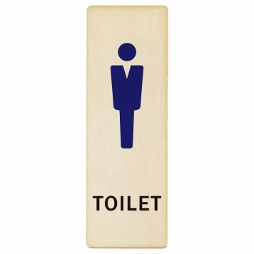 トイレ プレート 木製 男 Cタイプ 長方形 縦書き 9x27cm ドア サインステッカー ピクトサイン トイレマーク表示 案内 注意 施設 御手洗 TOILET おしゃれ シンプル 安全対策