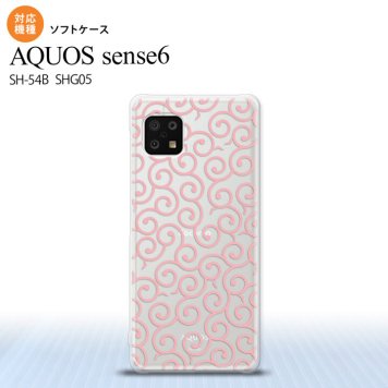 SH-54B SHG05 AQUOS sense6 スマホケース ソフトケース 唐草 クリア ピンク メンズ レディース nk-sens6-tp1125