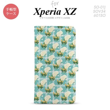 【手帳型 スマホ カバー ケース】【SO01J】【エクスペリア XZ 】手帳型 ケース SO-01J スマホ カバー XPERIA XZ エクスペリア チェック・バラ 青 nk-004s-so01j-dr254【メール便送料無料】