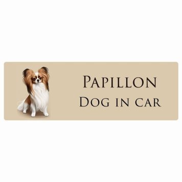 ドッグ カーステッカー イラスト付 Dog in Car パピヨン Aタイプ セーフティサイン 犬種別 長方形 15x5cm シール リア あおり運転対策 Dog Sticker 屋外 屋内 防水 かわいい おしゃれ 安全対策 カーサイン