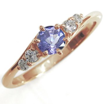 タンザナイトリング シンプルリング K10 婚約指輪 一粒