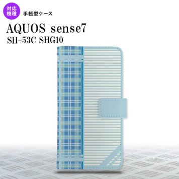 sense7 sense7 手帳型スマホケース カバー チェック ボーダー 青 2022年 11月発売 nk-004s-sens7-dr1604