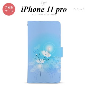 iPhone11Pro iPhone11 Pro 手帳型スマホケース カバー コスモス 水色  nk-004s-i11p-dr607