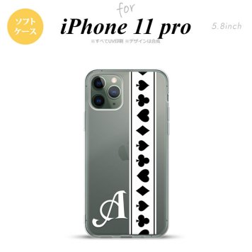 iPhone11Pro iPhone11 Pro スマホケース ソフトケース トランプ 帯 白 黒 +アルファベット メンズ レディース nk-i11p-tp527i