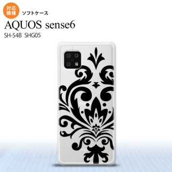 SH-54B SHG05 AQUOS sense6 スマホケース ソフトケース ダマスク D 黒 メンズ レディース nk-sens6-tp1034