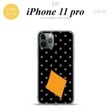 iPhone11Pro iPhone11 Pro スマホケース ソフトケース トランプ 水玉 ダイヤ 黒 オレンジ メンズ レディース nk-i11p-tp549