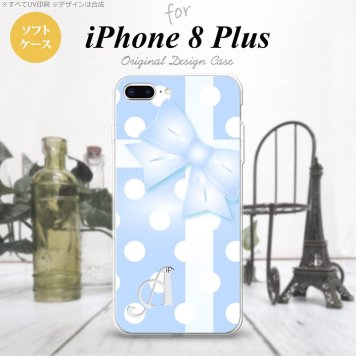 【iPhone8Plus】【スマホケース/スマホカバー】【アイフォン8プラス】iPhone8Plus スマホケース ケース アイフォン8プラス イニシャル ドット・リボン 青 nk-ip8p-tp302ini【メール便送料無料】