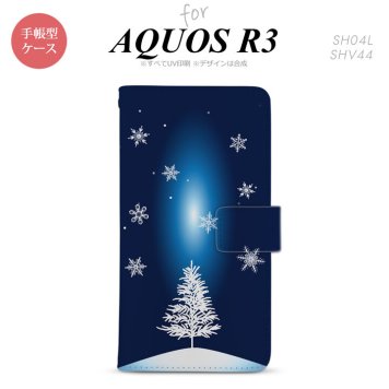 SH-04L/SHV44 AQUOS R3 手帳型スマホケース カバー 雪 ツリー  nk-004s-r3-dr639