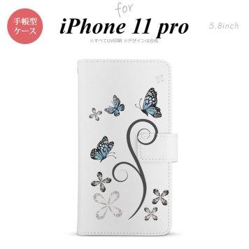 iPhone11Pro iPhone11 Pro 手帳型スマホケース カバー バタフライ 蝶 黒  nk-004s-i11p-dr221