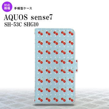 sense7 sense7 手帳型スマホケース カバー さくらんぼ チェリー 青 2022年 11月発売 nk-004s-sens7-dr177