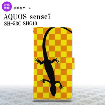sense7 sense7 手帳型スマホケース カバー トカゲ 市松 黄 2022年 11月発売 nk-004s-sens7-dr861