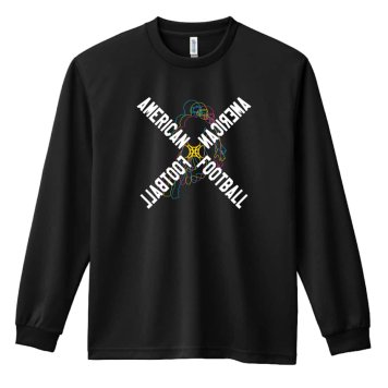 アメフト ロンT 長袖 Tシャツ メンズ 練習着 レディース ジュニア ウェア ドライ おもしろ tシャツ 名入れ おしゃれ キッズ 文字入れ無料 「ネオンスタイルのクロスAMERICAN FOOTBALL」 アートワークスコウベ 【送料無料】