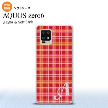 SHG04 SHG04 ZERO6 AQUOS zero6 スマホケース ソフトケース チェック B 赤 +アルファベット メンズ レディース nk-zero6-tp432i