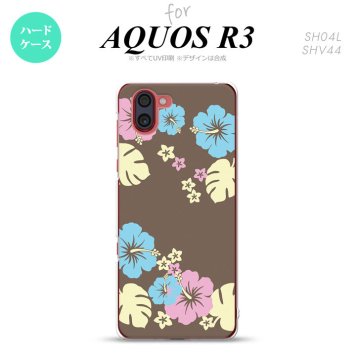 SH-04L SHV44 R3 AQUOS R3 スマホケース カバー ハイビスカス C 茶 nk-r3-452