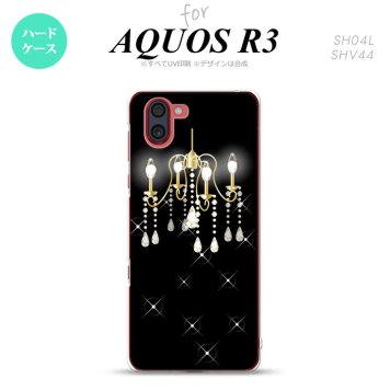 SH-04L SHV44 R3 AQUOS R3 スマホケース カバー シャンデリア 黒 nk-r3-091