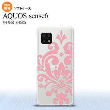 SH-54B SHG05 AQUOS sense6 スマホケース ソフトケース ダマスク D ピンク メンズ レディース nk-sens6-tp1033