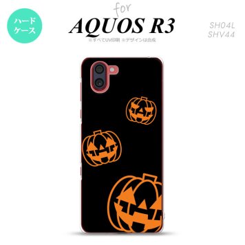 SH-04L SHV44 R3 AQUOS R3 スマホケース カバー ハロウィン カボチャスタンプ 黒 nk-r3-404