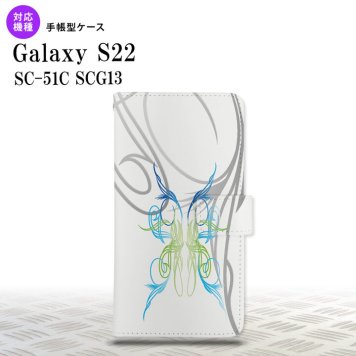 SC-51C SCG13 Galaxy S22 手帳型スマホケース カバー ピンスト 白 ブルー グリーン  nk-004s-s22-dr1245