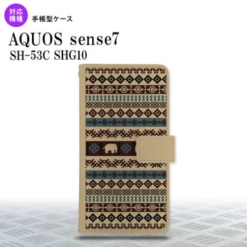 sense7 sense7 手帳型スマホケース カバー エスニック ゾウ ベージュ ブルー 2022年 11月発売 nk-004s-sens7-dr1572