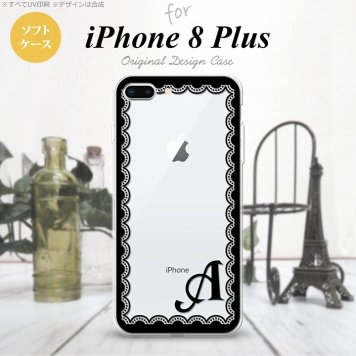 【iPhone8Plus】【スマホケース/スマホカバー】【アイフォン8プラス】iPhone8Plus スマホケース ケース アイフォン8プラス イニシャル レース柄（A） 黒 nk-ip8p-tp362ini【メール便送料無料】