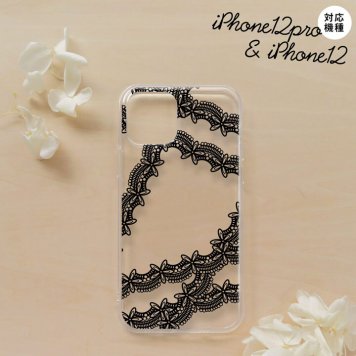 iPhone12/iPhone12pro iPhone12 / iPhone12pro スマホケース ソフトケース レース 帯 B 黒 メンズ レディース nk-i12-tp1100