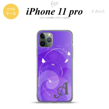 iPhone11Pro iPhone11 Pro スマホケース ソフトケース バタフライ 蝶 A 紫 +アルファベット メンズ レディース nk-i11p-tp201i