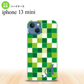 iPhone13mini iPhone13 mini ケース ハードケース スクエア モザイク 緑 +アルファベット  nk-i13m-1022i