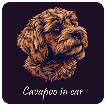 ドッグ カーステッカー イラスト付 Dog in Car キャバプー Bタイプ セーフティサイン 犬種別 正方形 13x13cm シール リア あおり運転対策 Dog Sticker 屋外 屋内 防水 かわいい おしゃれ 安全対策 カーサイン