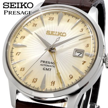 SEIKO 腕時計 セイコー 時計 ウォッチ 【日本製 Made in Japan】 PRESAGE プレザージュ Cocktail Time カクテルタイム GMT アイボリーメタリックグラデーション レザーバンド SSK041J1 [並行輸入品]