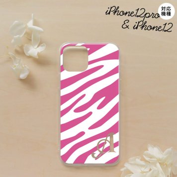 iPhone12/iPhone12pro iPhone12 / iPhone12pro スマホケース ソフトケース ゼブラ ピンク 白 +アルファベット メンズ レディース nk-i12-tp122i