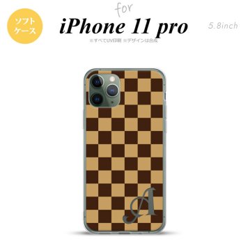 iPhone11Pro iPhone11 Pro スマホケース ソフトケース スクエア 黒茶 茶 +アルファベット メンズ レディース nk-i11p-tp132i