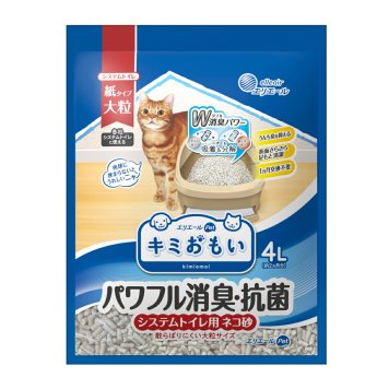 エリエール キミおもい パワフル消臭 抗菌 システムトイレ用ネコ砂 大粒 4L