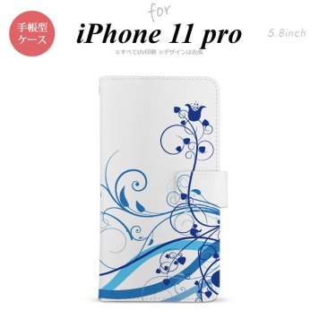 iPhone11Pro iPhone11 Pro 手帳型スマホケース カバー 草 ボタニカル 青  nk-004s-i11p-dr1624