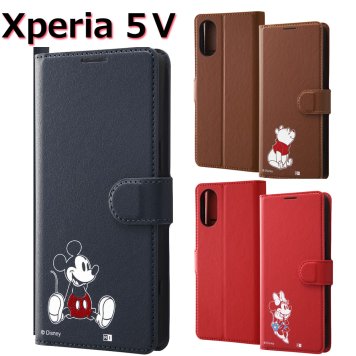 Xperia 5 V SO-53D SOG12 ケース ディズニー 手帳型 カバー Xperia5V Xperia5 V カバー 手帳 手帳型ケース ストラップホール キャラクター ミッキー ミニー プーさん docomo au 楽天モバイル  エクスペリア スマホケース おしゃれ かわいい 対衝撃 スマホカバー
