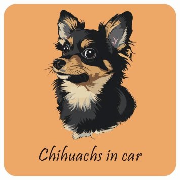 ドッグ カーステッカー イラスト付 Dog in Car チワックス 黒 Bタイプ セーフティサイン 犬種別 正方形 13x13cm シール リア あおり運転対策 Dog Sticker 屋外 屋内 防水 かわいい おしゃれ 安全対策 カーサイン