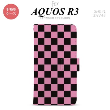 SH-04L/SHV44 AQUOS R3 手帳型スマホケース カバー スクエア 黒 ピンク  nk-004s-r3-dr762
