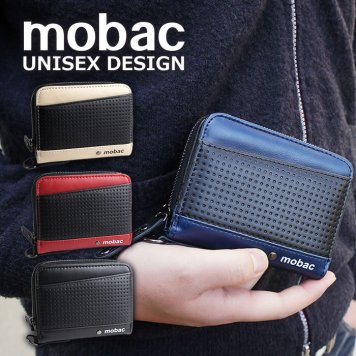 mobac モバック 二つ折り財布 ラウンドファスナー メッシュエンボス ツートンカラー バイカラー ジッパー ジャバラ 大容量 財布 メンズ レディース