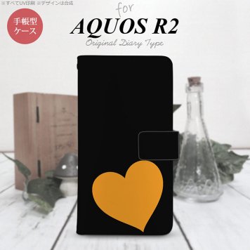 SH-03K/SHV42/706SH AQUOS R2 手帳型スマホケース カバー トランプ ハート 黒 オレンジ  nk-004s-r2-dr546
