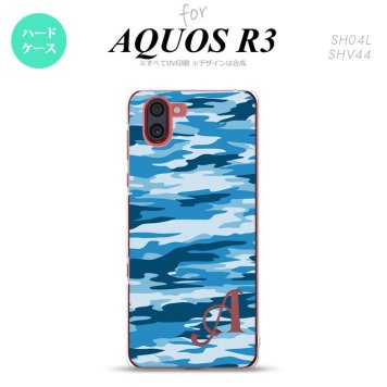 SH-04L SHV44 R3 AQUOS R3 スマホケース カバー タイガー 迷彩 C 青 +アルファベット nk-r3-1169i