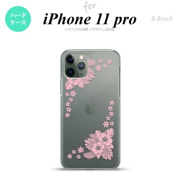 iPhone11Pro iPhone11 Pro スマホケース ハードケース ハイビスカス E クリア ピンク メンズ レディース nk-i11p-1056