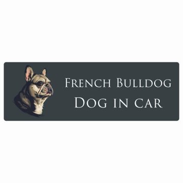 ドッグ カーステッカー イラスト付 Dog in Car フレンチブルドッグ Bタイプ セーフティサイン 犬種別 長方形 20x6.7cm シール リア あおり運転対策 Dog Sticker 屋外 屋内 防水 かわいい おしゃれ 安全対策 カーサイン